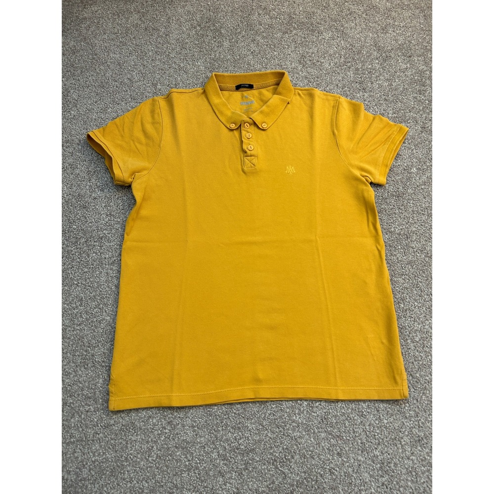 Mavi Polo Shirt Mens Small Yellow Excellent Fitted Button Down Collar Cotton
